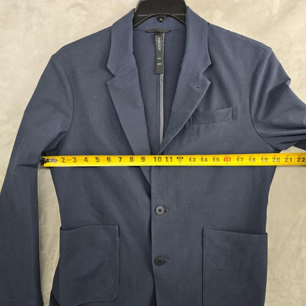 PROOF Mens XS Blue 72 Hour‎ Merino Wool Blend Blazer Jacket Modern Fit